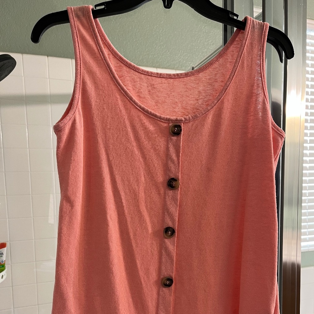 Peach color tank with faux buttons